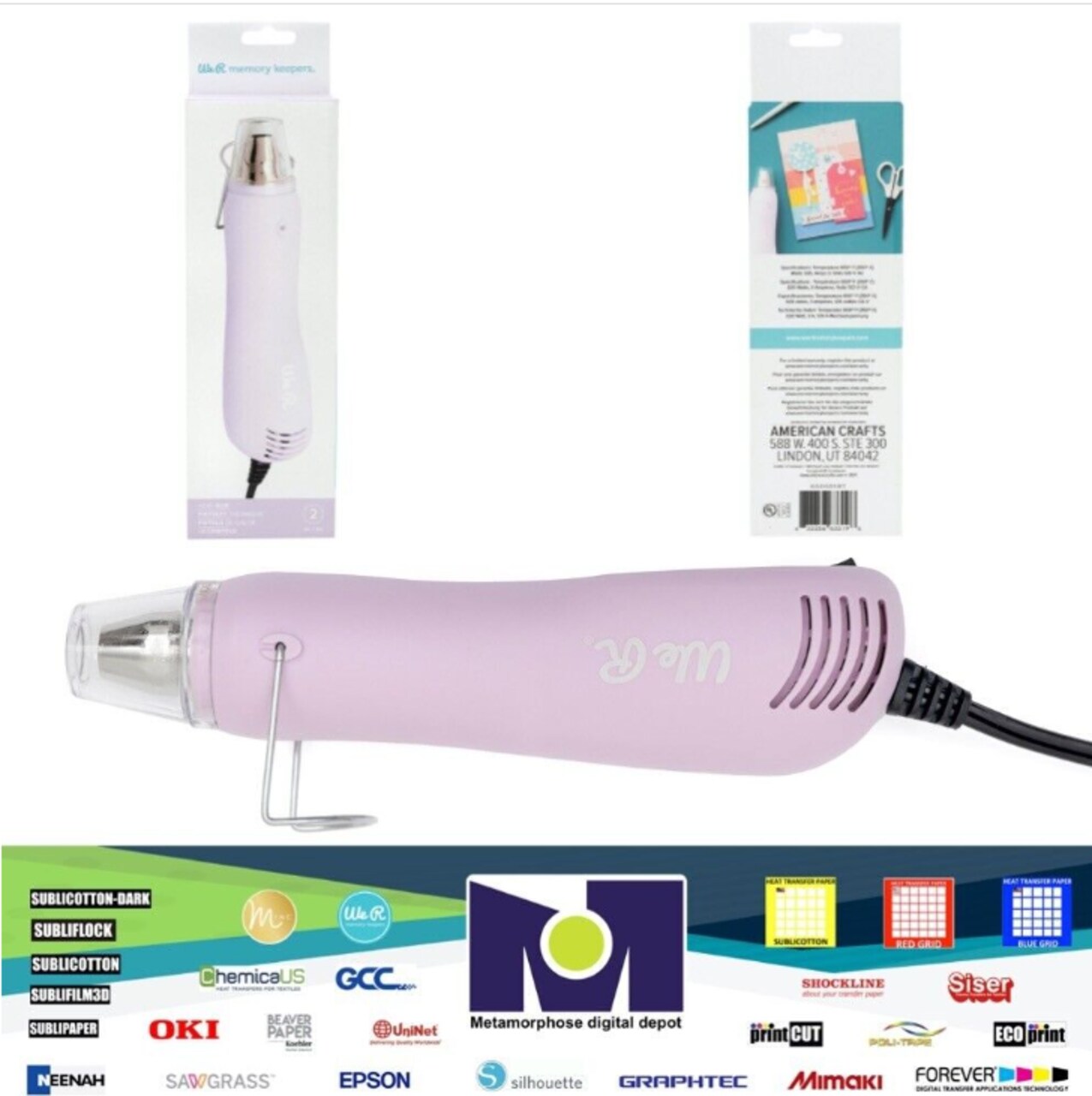 We R Memory Keepers Heat Gun Lilac US Plug 60000587 By American Crafts